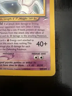 Pokemon Shining Mewtwo Neo Destiny Secret Rare Holo 109/105 70 HP English - Image 3