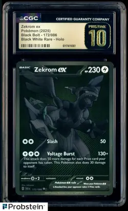 2025 Pokemon BLK EN Black White Rare #172 Zekrom ex CGC 10 PRISTINE - Image 1
