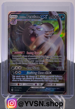 Pokemon Cosmic Eclipse Alolan Persian GX 129/236 *see description* - Image 1