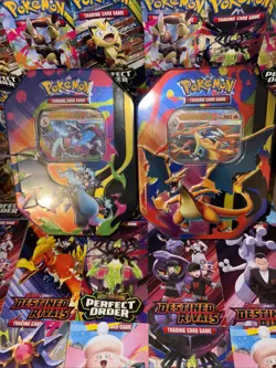 Pokemon TCG - 🔥 Mega Charizard X ex AND Y ex Tin Set 🐉 - Brand New Sealed !!! - Image 1
