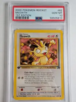2000 Pokemon Rocket Meowth 1st PSA 10 - Image 1
