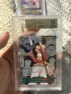 Beckett One Piece Dracule Mihawk Manga Art SEC Foil OP14-119 BGS 10 - Image 1
