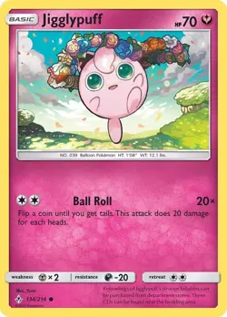 Jigglypuff 134/214 MP - Pokemon TCG Sun & Moon Unbroken Bonds UNB Common - Image 5