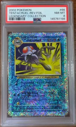 2002 Pokemon Legendary Collection Tentacruel #66 PSA 8 - Rare Reverse Foil - Image 1
