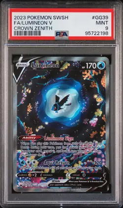 2023 POKEMON SWORD & SHIELD CROWN ZENITH #GG39 FULL ART/LUMINEON V PSA 9 - Image 1
