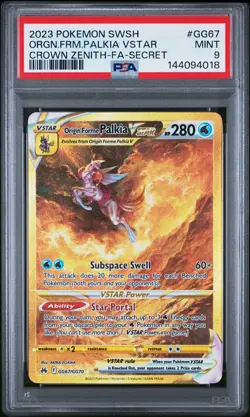 POKEMON SWORD & SHIELD CROWN ZENITH FULL ART/ORIGIN FORME PALKIA VSTAR PSA 9 - Image 1