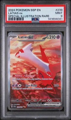 2024 POKEMON SSP EN-SURGING SPARKS SPECIAL ILLUSTRATION RARE LATIAS EX PSA 9 - Image 1
