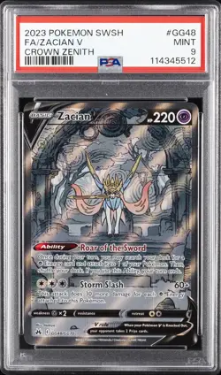 2023 POKEMON SWORD & SHIELD CROWN ZENITH #GG48 FULL ART/ZACIAN V PSA 9 - Image 1