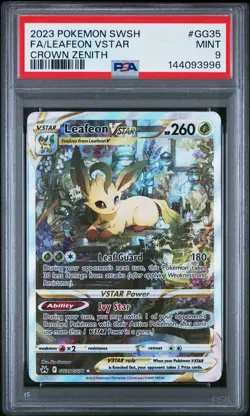 2023 POKEMON SWORD & SHIELD CROWN ZENITH #GG35 FULL ART/LEAFEON VSTAR PSA 9 - Image 1
