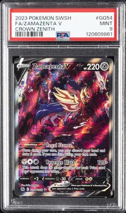 2023 POKEMON SWORD & SHIELD CROWN ZENITH #GG54 FULL ART/ZAMAZENTA V PSA 9 - Image 1
