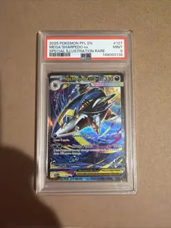 2025 POKEMON PFL EN MEGA SHARPEDO EX 127/094 SPECIAL ILLUSTRATION RARE PSA9 - Image 1