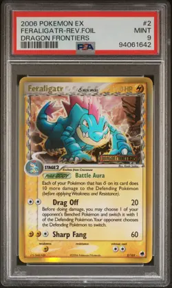 2006 POKEMON EX DRAGON FRONTIERS #2 FERALIGATR-REVERSE FOIL PSA 9 - Image 1