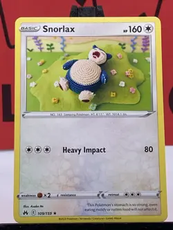 Snorlax 109/159 Sword & Shield Crown Zenith Rare Regular Pokemon TCG 2023 VLP - Image 3