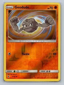 Pokemon Hidden Fates #33/68 Geodude Reverse Holo Common - Image 1