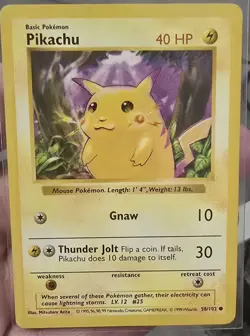 (Red Cheeks) Pokemon TCG Pikachu Base Set 58/102 Unlimited - Image 1