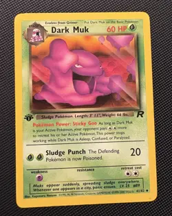 1st edition Dark Muk 41/82 Team Rocket vintage Pokemon card MP - Image 1