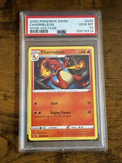 PSA 10 2020 POKEMON SWORD & SHIELD VIVID VOLTAGE #024 CHARMELEON VIVID VOLTAGE - Image 1
