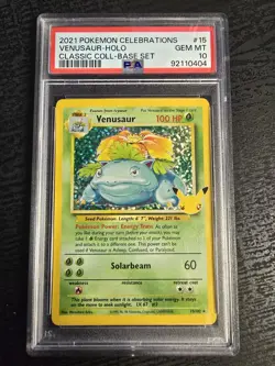 Pokemon TCG Celebrations Classic Collection Venusaur 15/102 Holo PSA 10 - Image 1