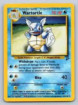 Wartortle Base Set 2 63/130 UC NM Pokemon - Image 1