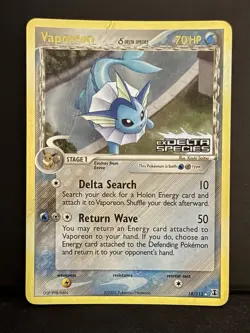 Vaporeon 18/113 (Reverse Holo) - Pokemon Delta Species - Damaged (Big Crease) - Image 1