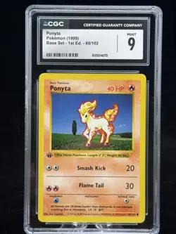 Ponyta #60 1st Edition Base Set 1999 Pokemon Game CGC 9 🔥 - Image 1