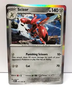 Pokemon TCG - Scizor - 141/197 - Holo Rare - Obsidian Flames (2023) - NM/MINT - Image 1