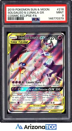 Pokemon 2019 Solgaleo & Lunala GX 216/236 Alt Art Cosmic Eclipse PSA 9 - Image 1