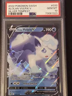 2022 POKEMON TCG: SWSH Silver Tempest ALOLAN VULPIX V #033 PSA 10 GEM MT - Image 1