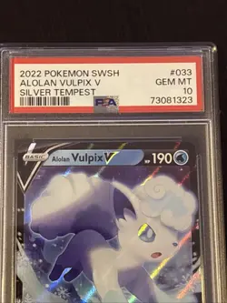 2022 POKEMON TCG: SWSH Silver Tempest ALOLAN VULPIX V #033 PSA 10 GEM MT - Image 3