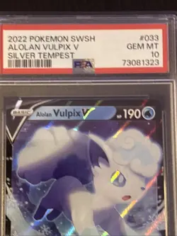 2022 POKEMON TCG: SWSH Silver Tempest ALOLAN VULPIX V #033 PSA 10 GEM MT - Image 4