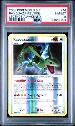 2008 POKEMON DP LEGENDS AWAKENED RAYQUAZA #14 REVERSE FOIL PSA 8 NM #131643404 - Image 1