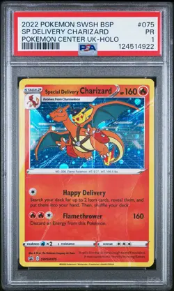2022 POKEMON SWSH BLACK STAR PROMO #075 SPECIAL DELIVERY CHARIZARD-HOLO PSA 1 - Image 1