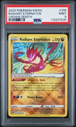 2023 Pokemon Crown Zenith RADIANT ETERNATUS Holo 105/159 PSA 9 - Image 1