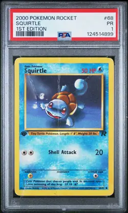 2000 POKEMON ROCKET 1ST ED #68 SQUIRTLE PSA 1 - Image 1