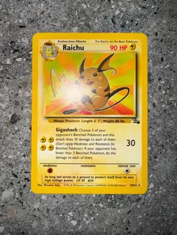 Pokemon TCG Cards Raichu 29/62 Fossil 1999-2000 Aus Print Rare - Image 3