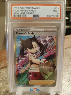 2022 Pokemon TCG Marnie's Pride PSA 9 Full Art #171/172 Brilliant Stars Mint - Image 1