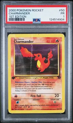 2000 POKEMON ROCKET 1ST ED #50 CHARMANDER PSA 1 - Image 1