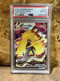 2022 Pokemon SWSH Lost Origin #TG17 FA Pikachu VMax PSA 10 GEM MINT - Image 1