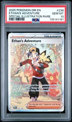 2025 POKEMON DRI EN-DESTINED RIVALS #236 ETHAN'S ADVENTURE PSA 10 - Image 1