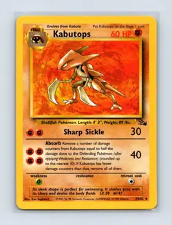 Kabutops 24/62 Rare Fossil Pokemon Unlimited Lightly Played - Image 1