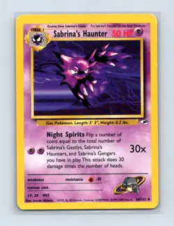 Sabrina's Haunter 58/132 Uncommon Gym Heroes Pokemon Unlimited Lightly Played - Image 1
