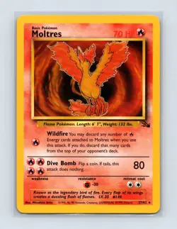 Moltres 27/62 Rare Fossil Pokemon Unlimited Lightly Played - Image 1