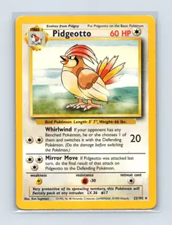 Pidgeotto 22/102 Rare Base Set Unlimited Pokemon Lightly Played - Image 1