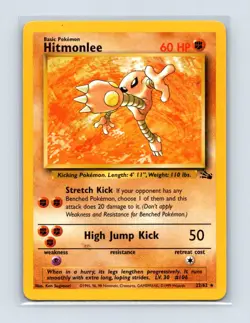 Hitmonlee 22/62 Rare Fossil Pokemon Unlimited Lightly Played - Image 1