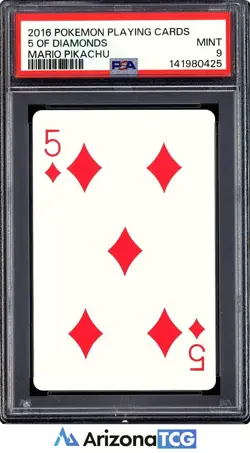 Pokemon 2016 Mario Pikachu 5 Of Diamonds Playing Cards Japanese PSA 9 - Image 1