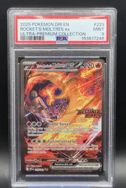 2025 Pokemon Dri En-Destined Rivals #229 Rocket's Moltres Ex Ultra-Premium PSA 9 - Image 1