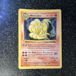 Pokemon Ninetales 12/102 Base Set Shadowless Holo Rare Stage 1 80 HP TCG Card - Image 1