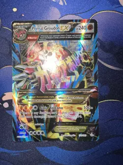 DAMAGED Pokemon TCG Primal Groudon EX Mega Holo Rare 151/160 Primal Clash Card - Image 1