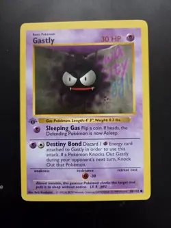 Pokemon Gastly 1st Edition Common Card Base Set Shadowless 50/102 30 HP 1999 - Image 1