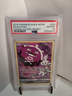 2019 POKEMON SUN & MOON COSMIC ECLIPSE SECRET #243 FULL ART/KOFFING PSA 10 - Image 1